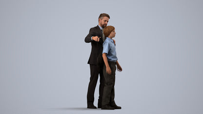 3D people model girl kids, scanned human for 3ds Max rendering, side view render