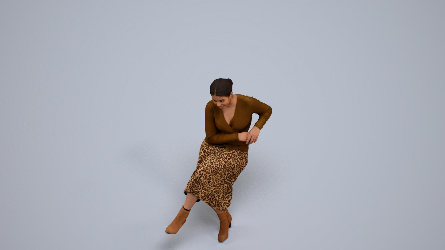 realistic 3D people woman casual sitting, render-ready for V-Ray and Corona, FBX OBJ, back view render