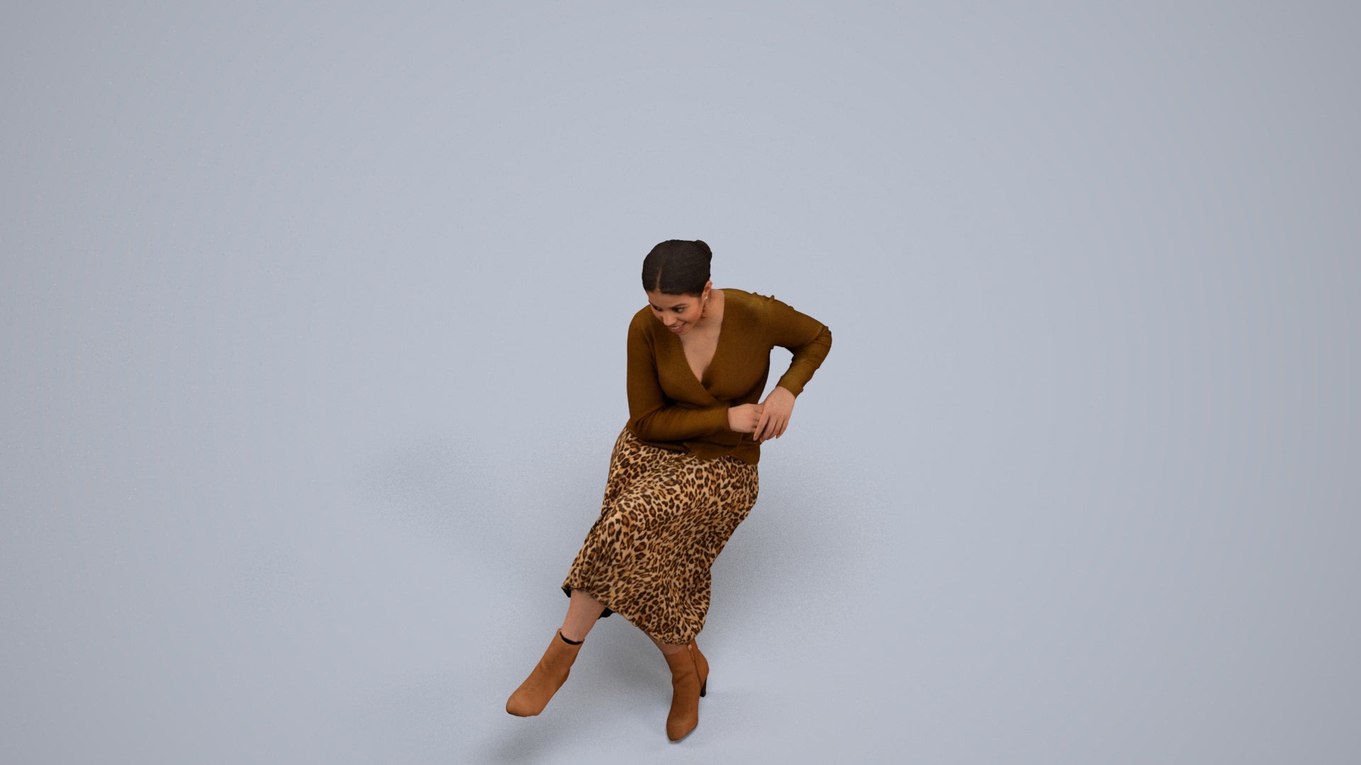 realistic 3D people woman casual sitting, render-ready for V-Ray and Corona, FBX OBJ, back view render