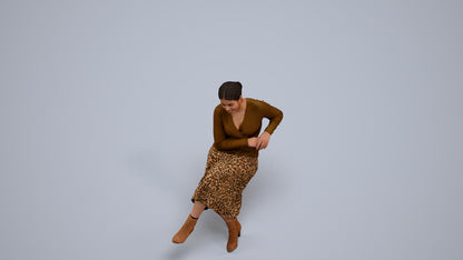 realistic 3D people woman casual sitting, render-ready for V-Ray and Corona, FBX OBJ, back view render