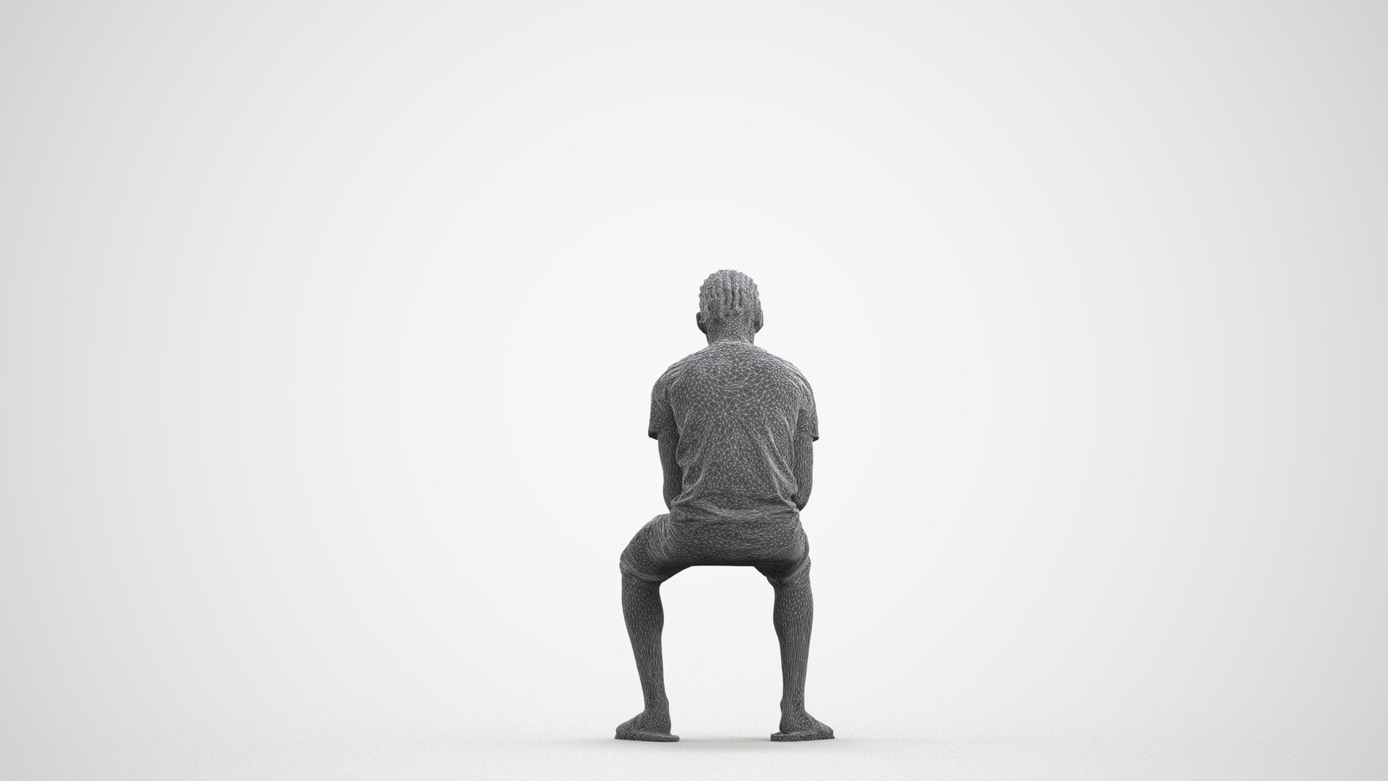 3D human model boy casual kids, photogrammetry scanned person for archviz, wireframe front view