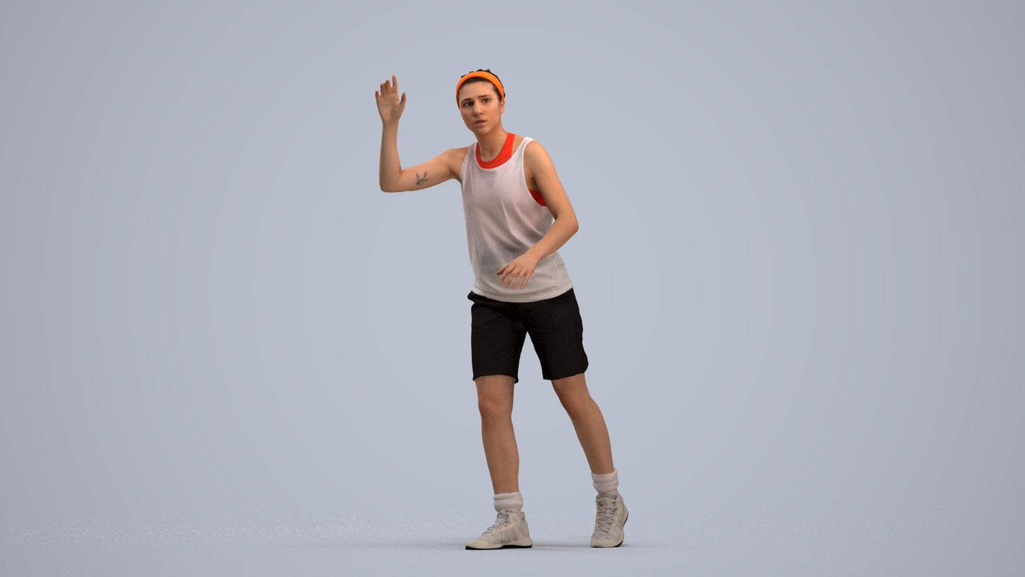 realistic 3D woman sport, scanned archviz people for Blender and 3ds Max, standing pose render