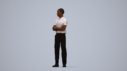 realistic 3D boy hospitality, scanned archviz people for Blender and 3ds Max, top-down view render