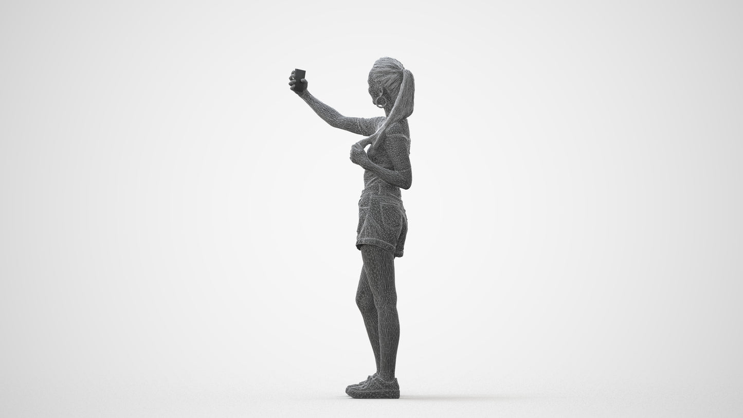realistic 3D people woman casual standing, render-ready for V-Ray and Corona, FBX OBJ, square thumbnail
