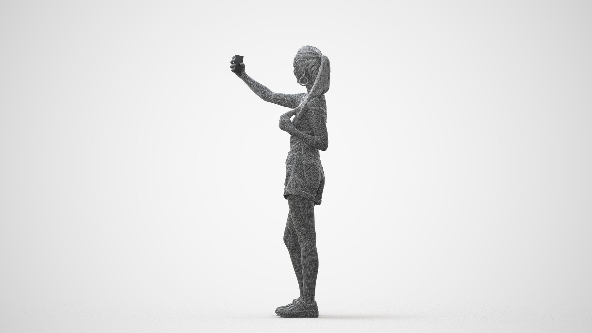 realistic 3D people woman casual standing, render-ready for V-Ray and Corona, FBX OBJ, square thumbnail