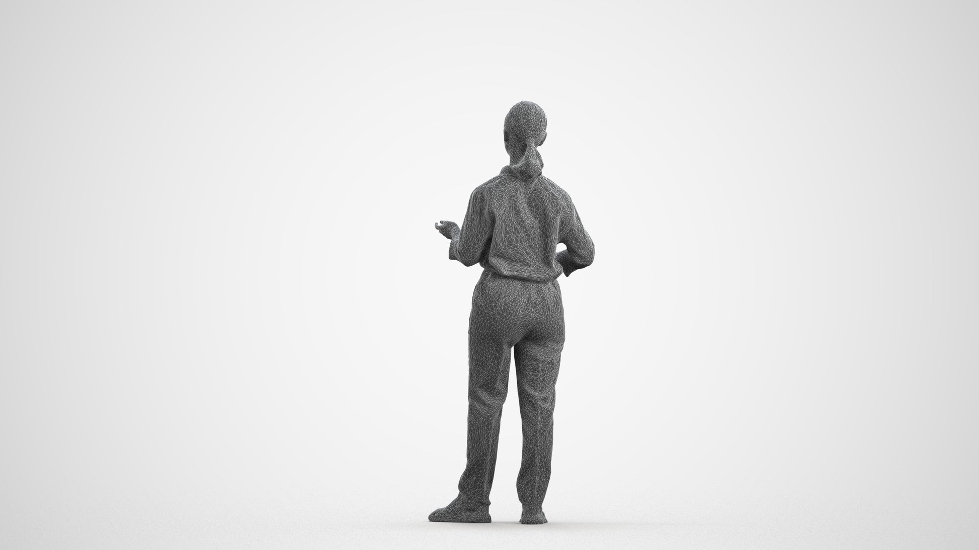realistic 3D people girl kids, render-ready for V-Ray and Corona, FBX OBJ, wireframe front view