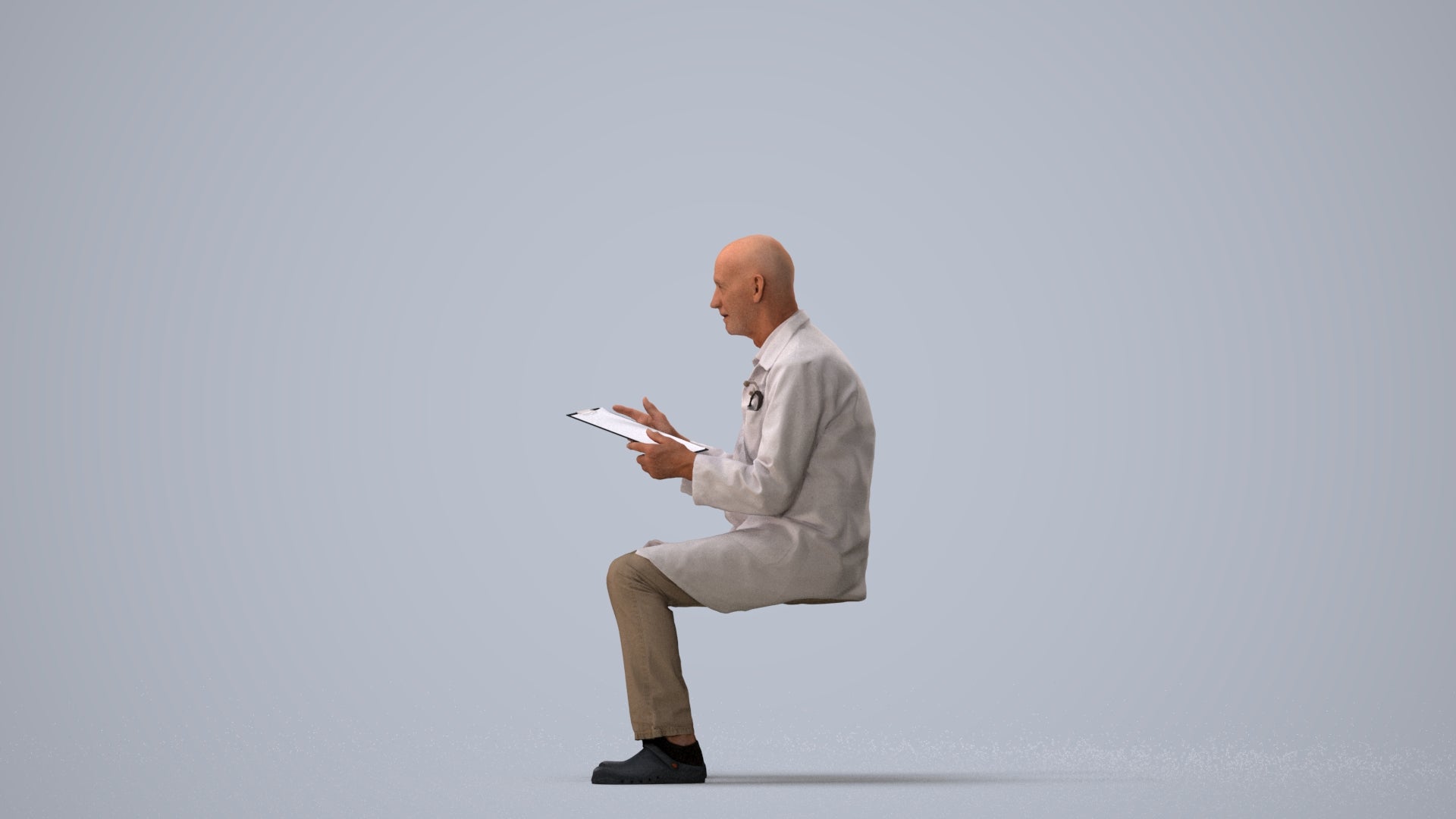 photogrammetry 3D senior man medical, realistic human model archviz FBX, three-quarter view render