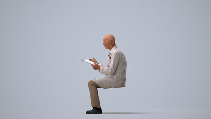 photogrammetry 3D senior man medical, realistic human model archviz FBX, three-quarter view render