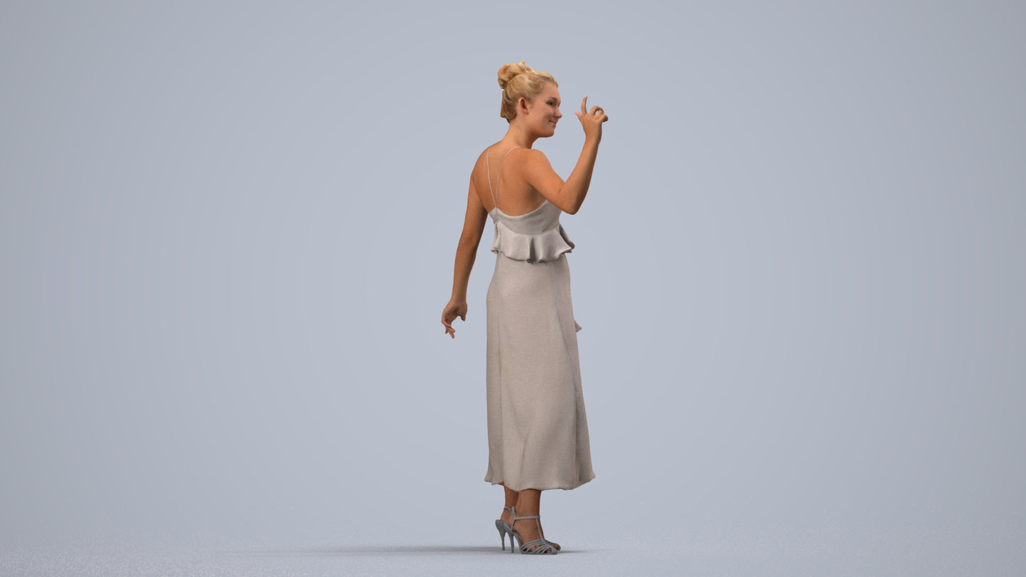 scanned 3D woman formal formalaffairs, photogrammetry people for Enscape and V-Ray, side view render