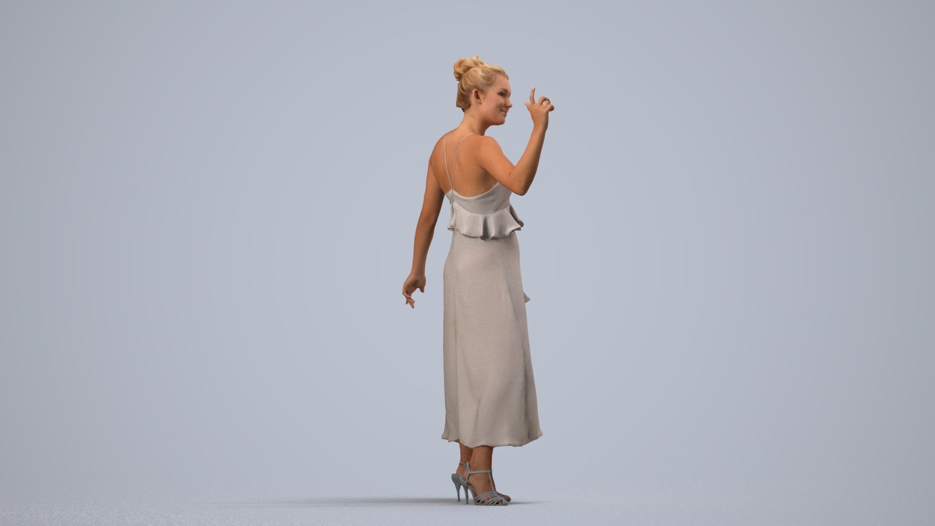 scanned 3D woman formal formalaffairs, photogrammetry people for Enscape and V-Ray, side view render