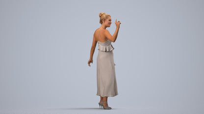 scanned 3D woman formal formalaffairs, photogrammetry people for Enscape and V-Ray, side view render