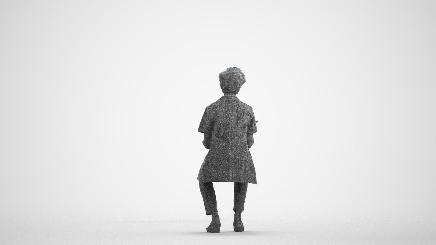 scanned 3D woman medical, photogrammetry people for Enscape and V-Ray, wireframe front view