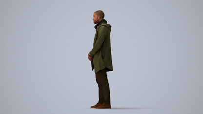 realistic 3D man casual standing, scanned archviz people for Blender and 3ds Max, three-quarter view render