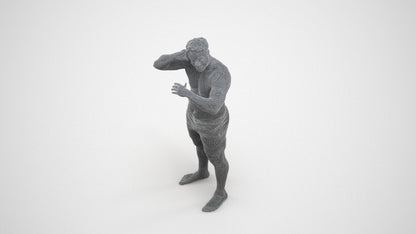 realistic 3D human man pool, archviz people FBX OBJ for Blender, wireframe three-quarter view