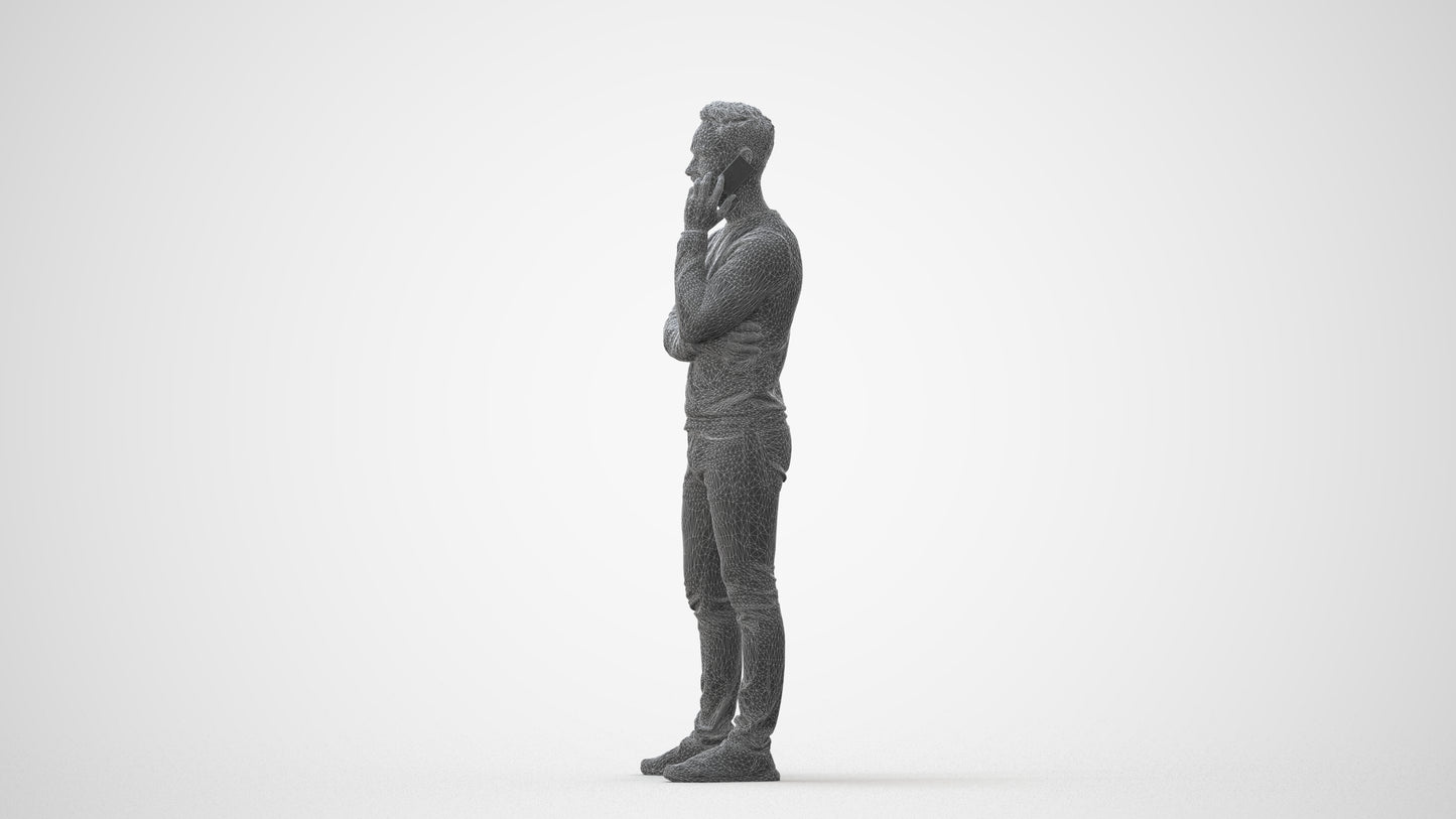 3D human model man casual standing, photogrammetry scanned person for archviz, square thumbnail