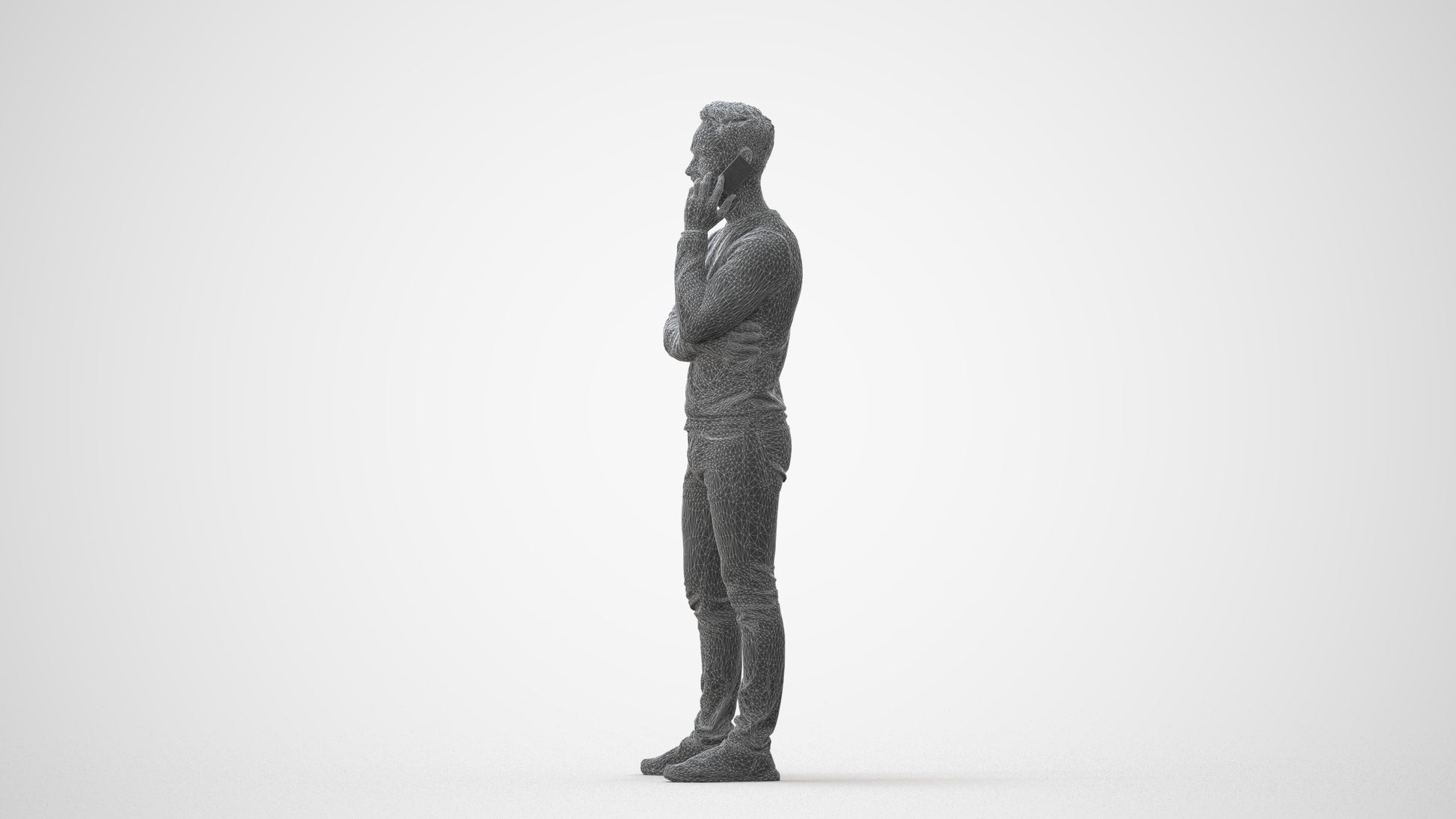 3D human model man casual standing, photogrammetry scanned person for archviz, square thumbnail