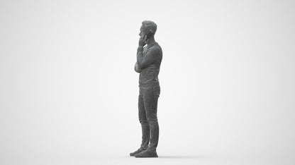 3D human model man casual standing, photogrammetry scanned person for archviz, square thumbnail