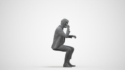 photogrammetry 3D man business, realistic human model archviz FBX, wireframe side view