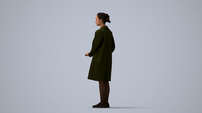 3D people model woman casual standing, scanned human for 3ds Max rendering, three-quarter view render