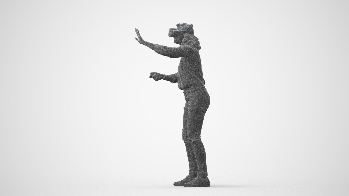 realistic 3D human woman casual standing, archviz people FBX OBJ for Blender, square thumbnail
