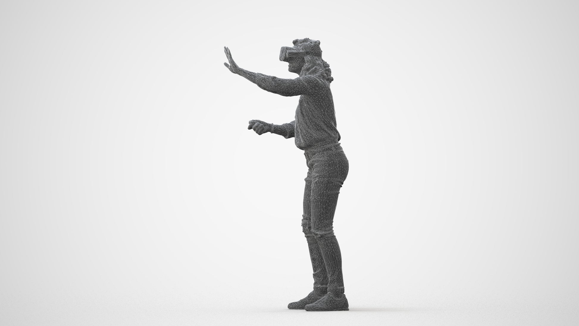 realistic 3D human woman casual standing, archviz people FBX OBJ for Blender, square thumbnail