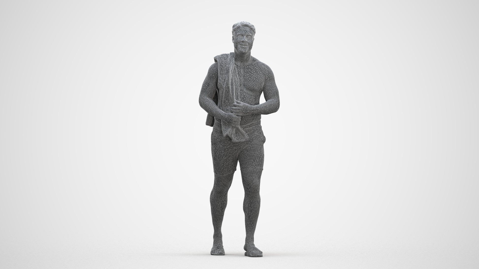 scanned 3D man pool, photogrammetry people for Enscape and V-Ray, three-quarter front view render