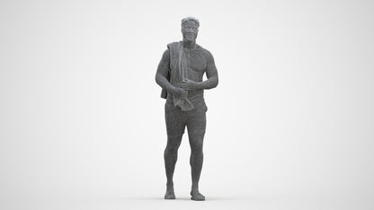 scanned 3D man pool, photogrammetry people for Enscape and V-Ray, three-quarter front view render