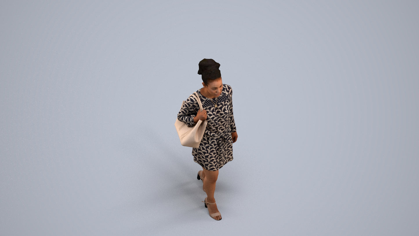 scanned 3D woman casual walking, photogrammetry people for Enscape and V-Ray, back view render