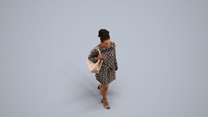 scanned 3D woman casual walking, photogrammetry people for Enscape and V-Ray, back view render