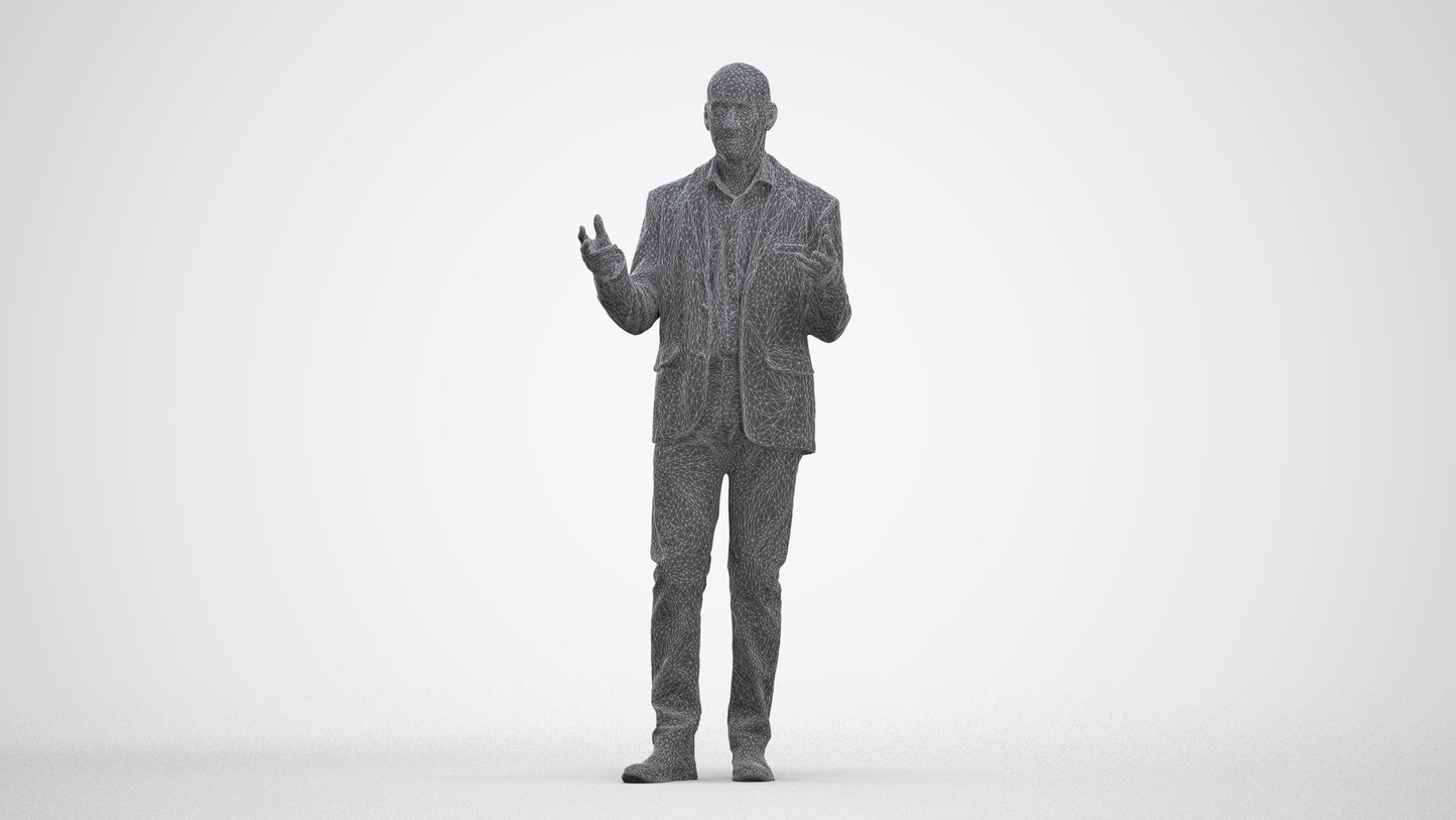 3D scanned senior man business, photorealistic archviz people for Enscape and SketchUp, three-quarter front view render