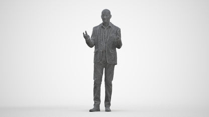 3D scanned senior man business, photorealistic archviz people for Enscape and SketchUp, three-quarter front view render