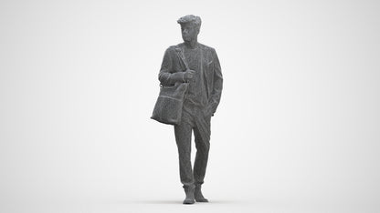photogrammetry 3D man business standing, realistic human model archviz FBX, three-quarter front view render
