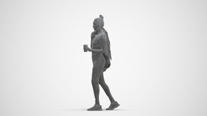 scanned 3D woman sport, photogrammetry people for Enscape and V-Ray, three-quarter front view render