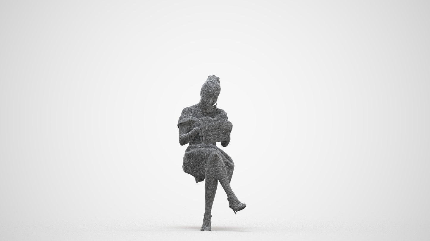 realistic 3D woman formal formalaffairs, scanned archviz people for Blender and 3ds Max, three-quarter front view render