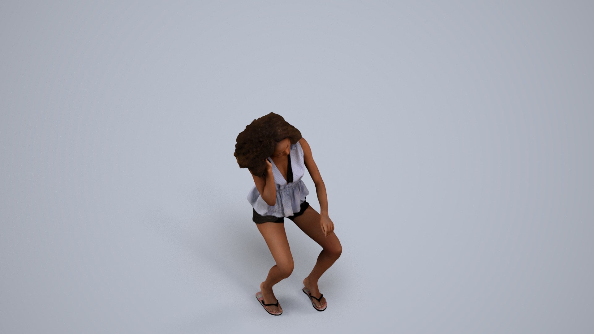 scanned 3D woman casual sitting, photogrammetry people for Enscape and V-Ray, back view render