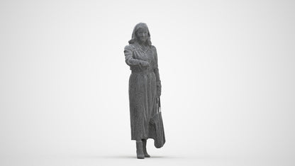 realistic 3D woman casual door, scanned archviz people for Blender and 3ds Max, three-quarter front view render