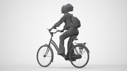 photogrammetry 3D woman casual cycling, realistic human model archviz FBX, square thumbnail