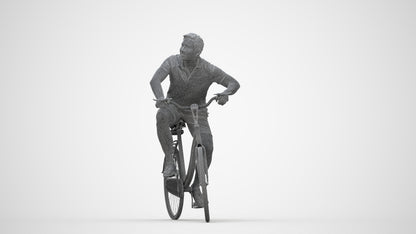 photogrammetry 3D man casual cycling, realistic human model archviz FBX, wireframe back view