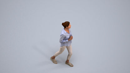 3D scanned senior woman standing casual, photorealistic archviz people for Enscape and SketchUp, back view render