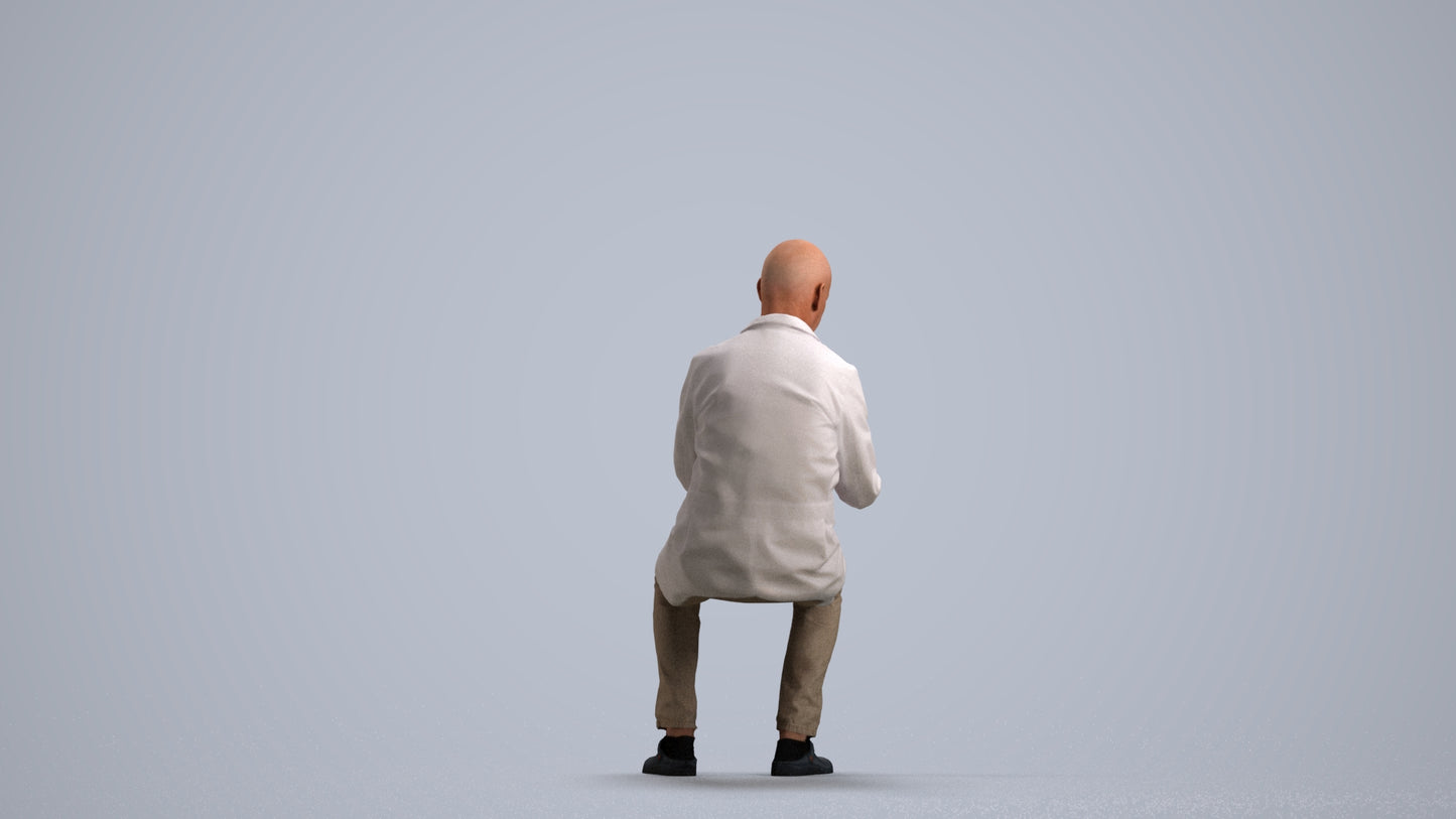 3D people model senior man medical, scanned human for 3ds Max rendering, front view render
