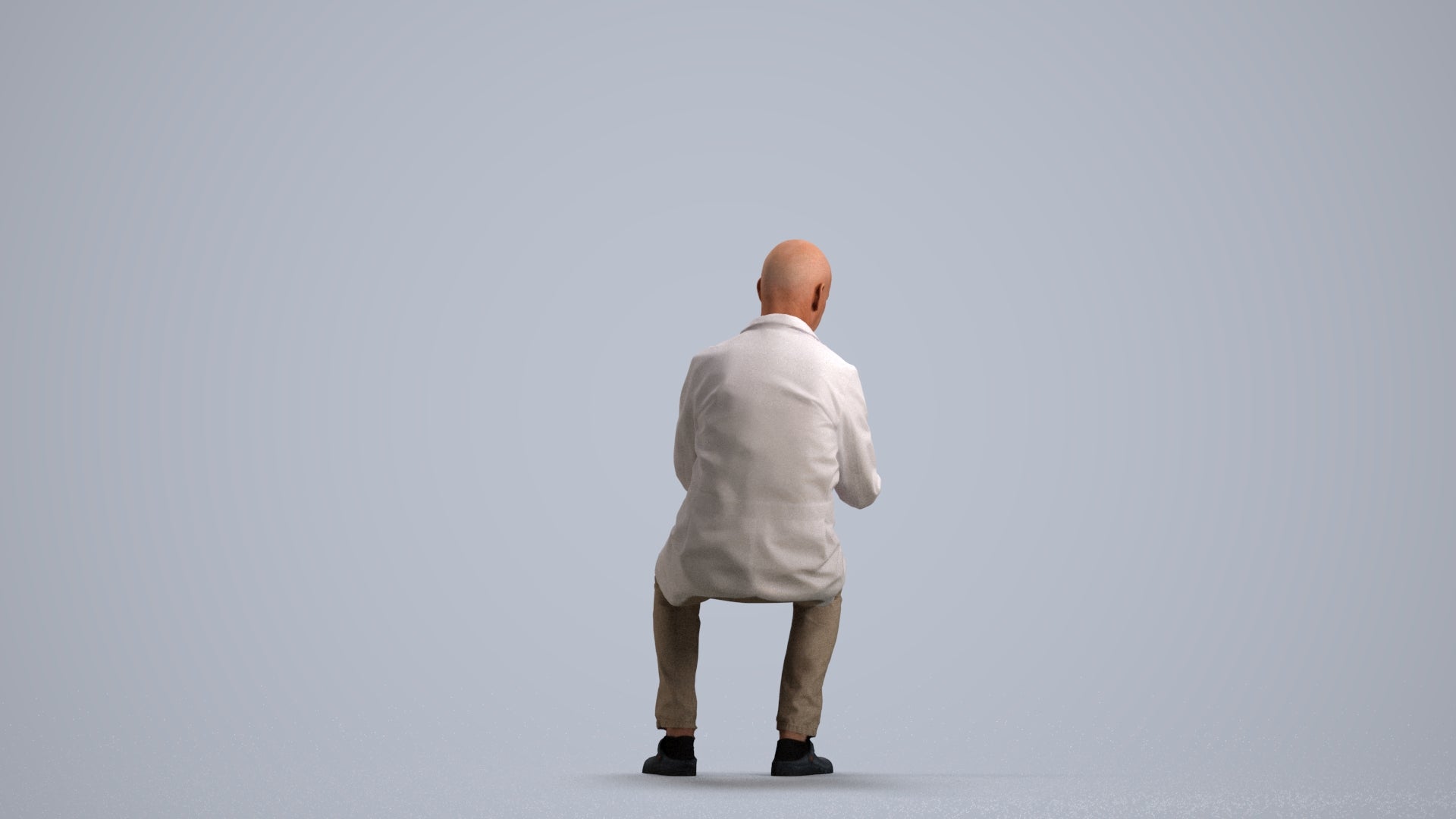 3D people model senior man medical, scanned human for 3ds Max rendering, front view render