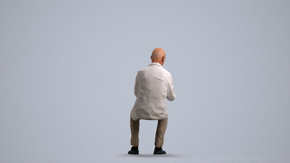 3D people model senior man medical, scanned human for 3ds Max rendering, front view render