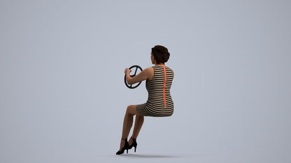 photogrammetry 3D woman casual driving, realistic human model archviz FBX, front view render