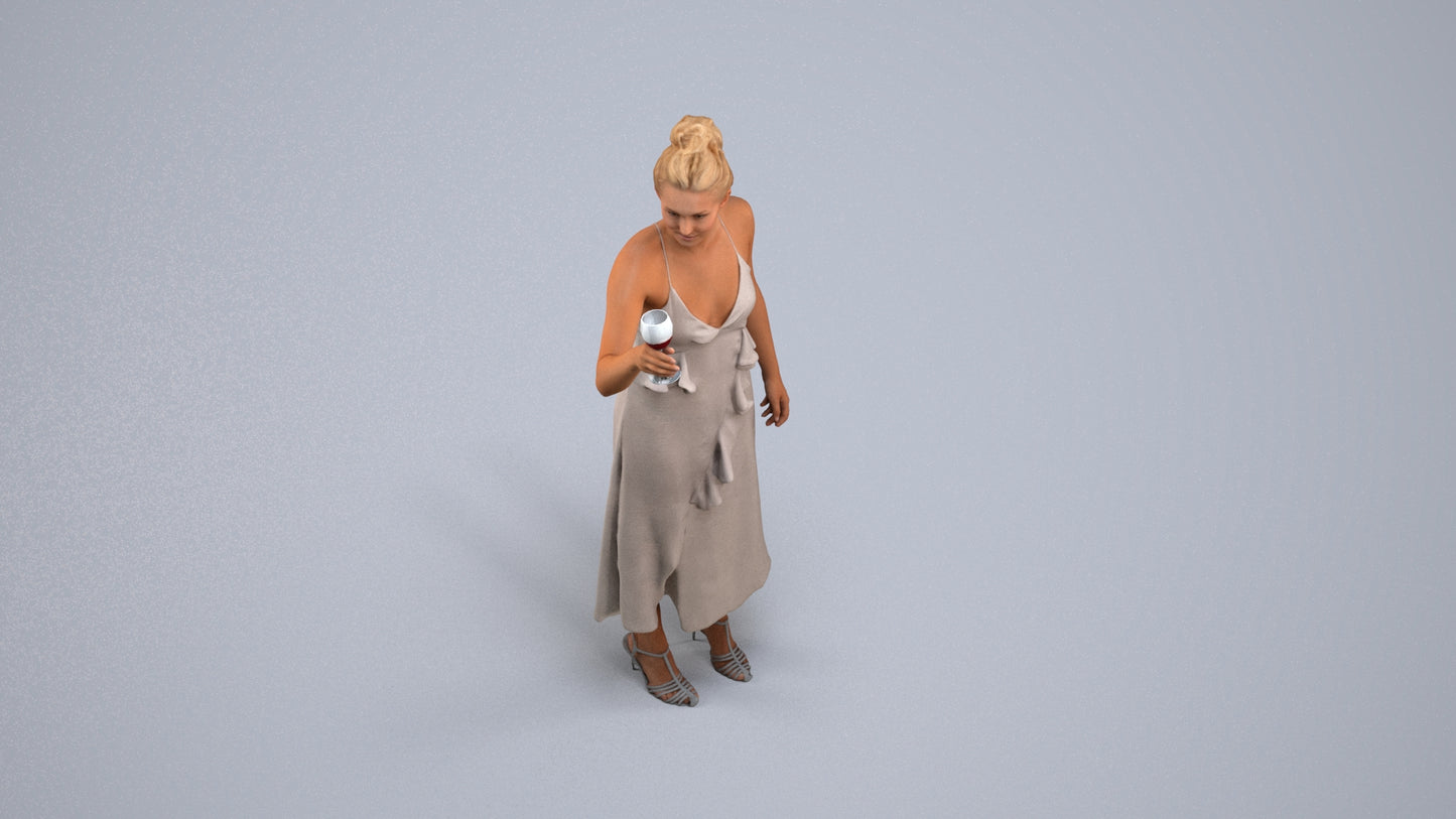 3D people model woman formal formalaffairs, scanned human for 3ds Max rendering, back view render