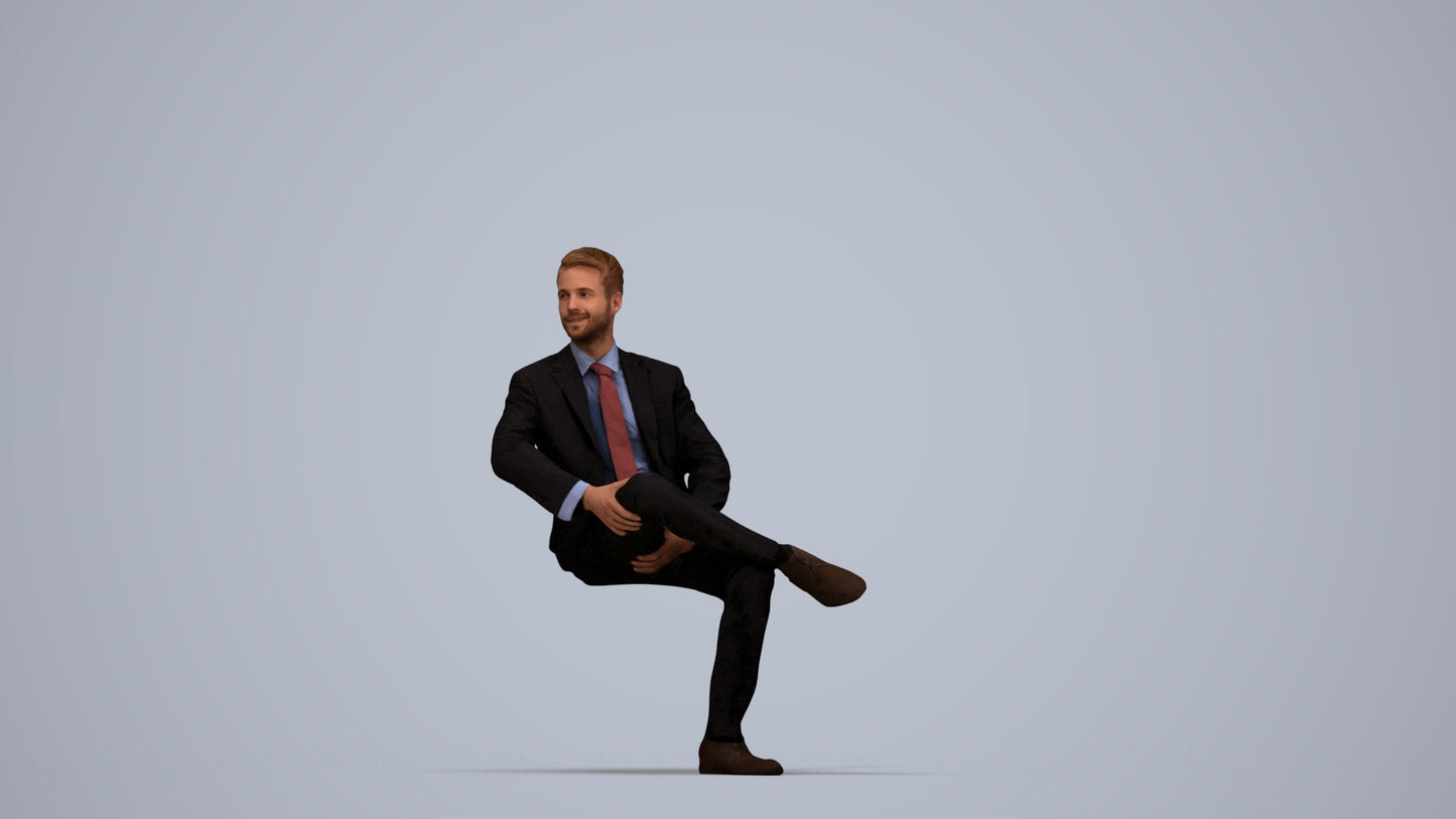 3D scanned man business, photorealistic archviz people for Enscape and SketchUp, top-down view render