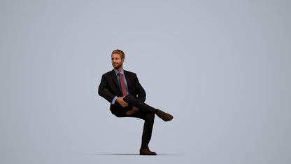 3D scanned man business, photorealistic archviz people for Enscape and SketchUp, top-down view render