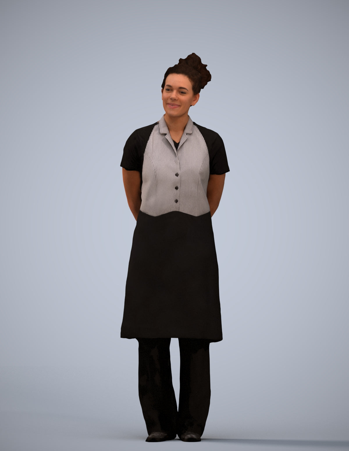 realistic 3D human woman hospitality, archviz people FBX OBJ for Blender