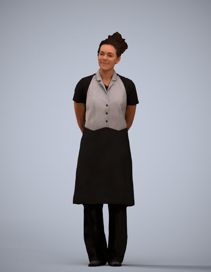 realistic 3D human woman hospitality, archviz people FBX OBJ for Blender