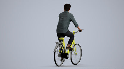 photogrammetry 3D man casual cycling, realistic human model archviz FBX, front view render