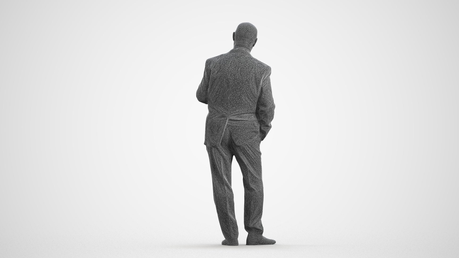 photogrammetry 3D senior man business mix, realistic human model archviz FBX, wireframe front view